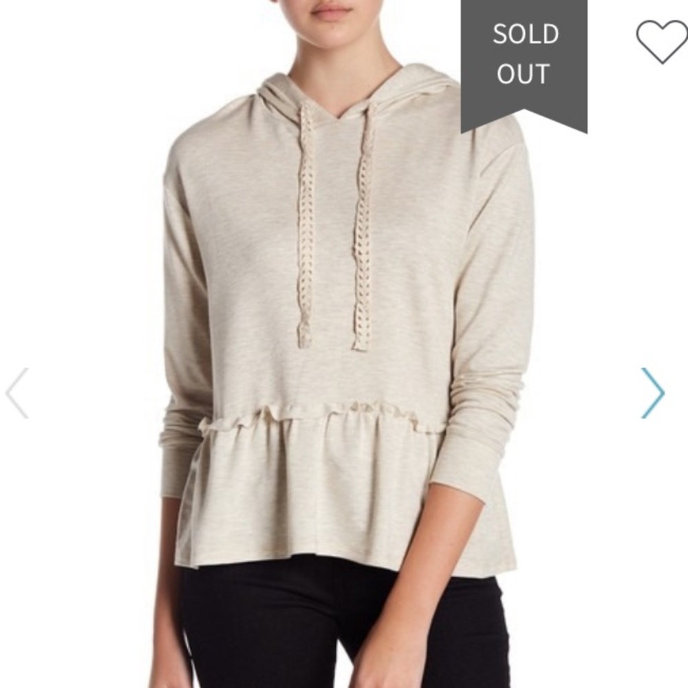 NWT Bobeau Peplum Ruffle Hoodie